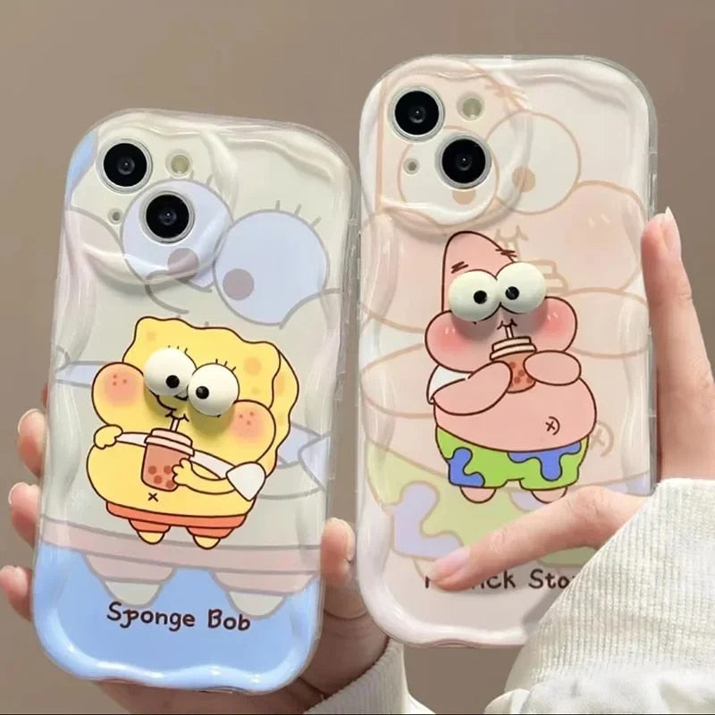3D Adorable Patrick Star Wave Clear Case for iPhone Models