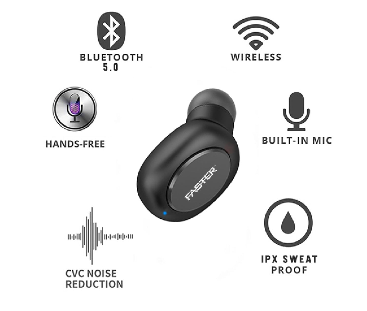 FASTER S600 TWS Stereo Earbuds with Power Box