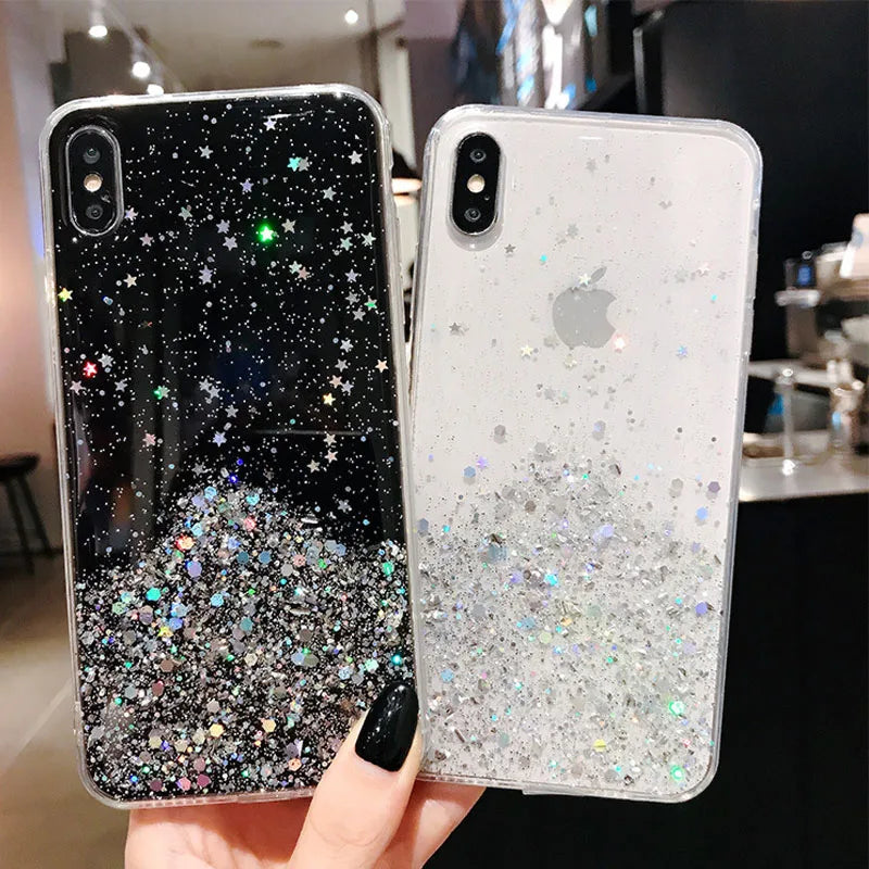 Style with Our Luxury Gradient Glitter Star Case – Perfect for iPhone