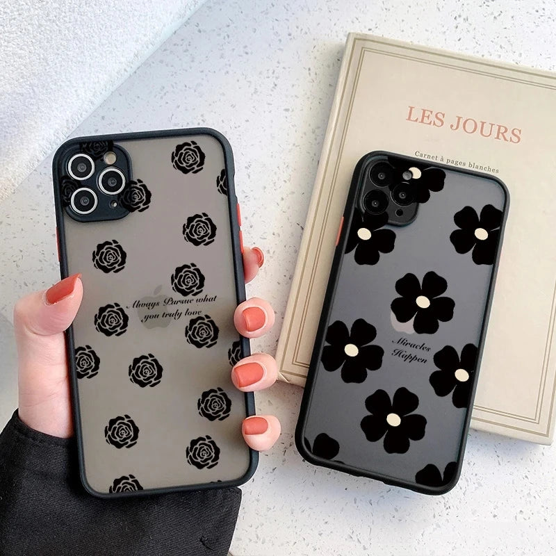 Luxury Vintage Rose Flower Case for iPhone- Immerse Yourself in Style with a Shockproof Cover that Blends Sophistication and Durability