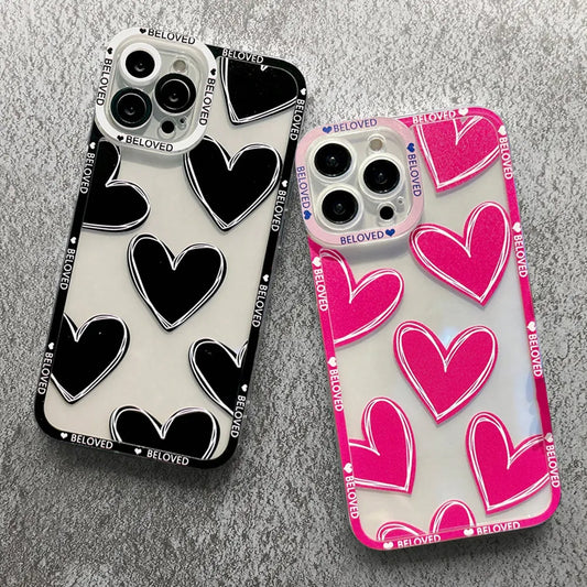 Luxury Love Heart Soft Clear Phone Case - Compatible with iPhone