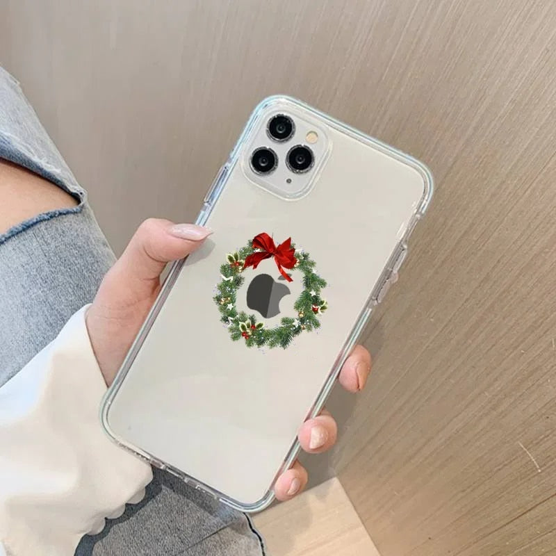 Cartoon-Inspired Transparent New Year Christmas Santa Phone Case for iPhone