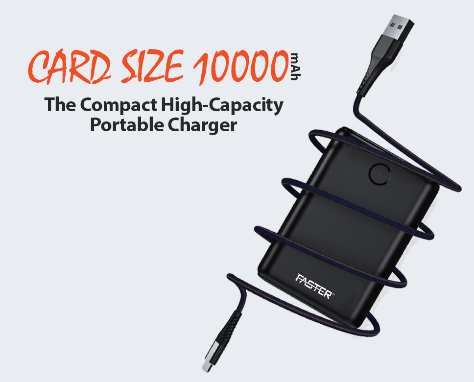Compact Power, Smart Display: FASTER J12 Wallet Series Mini Power Bank 10000mAh