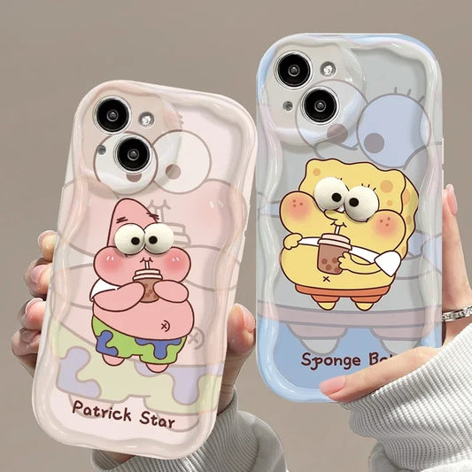 3D Adorable Patrick Star Wave Clear Case for iPhone Models