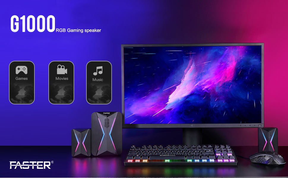 FASTER G1000 RGB LIGHTING MINI GAMING SPEAKER WITH SUBWOOFER 20W -