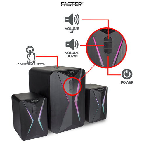 FASTER G1000 RGB LIGHTING MINI GAMING SPEAKER WITH SUBWOOFER 20W -