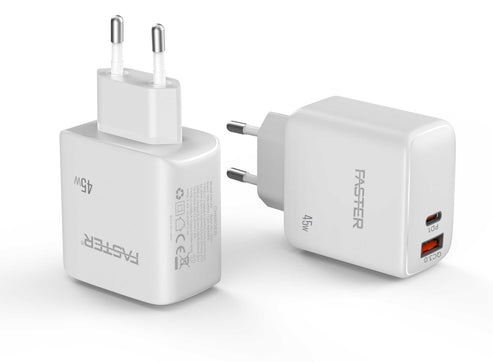 Super Fast Charging Anywhere: FASTER PD-45W USB-C Wall Charger with QC 3.0A and PD Cable