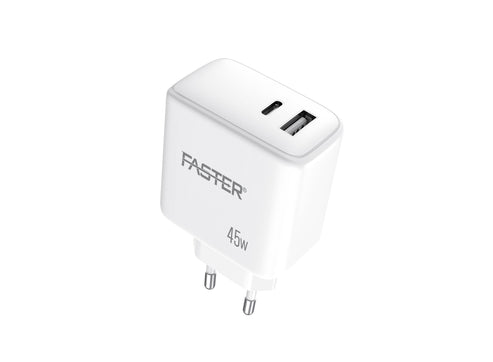 Super Fast Charging Anywhere: FASTER PD-45W USB-C Wall Charger with QC 3.0A and PD Cable