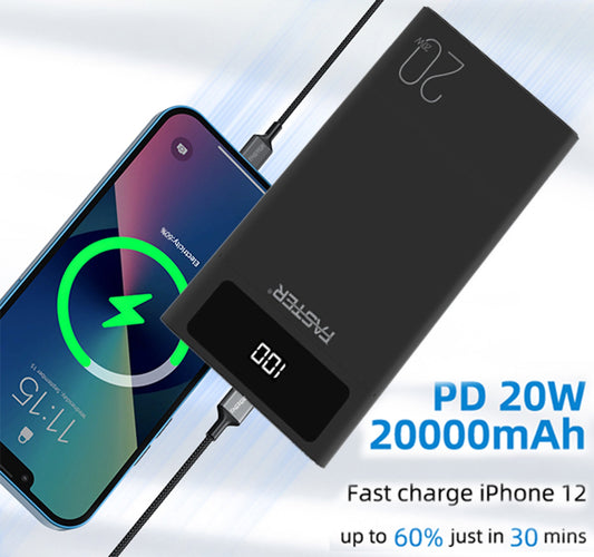 Fast Charge on the Go: FASTER S20 PD-20W 20000mAh Power Bank
