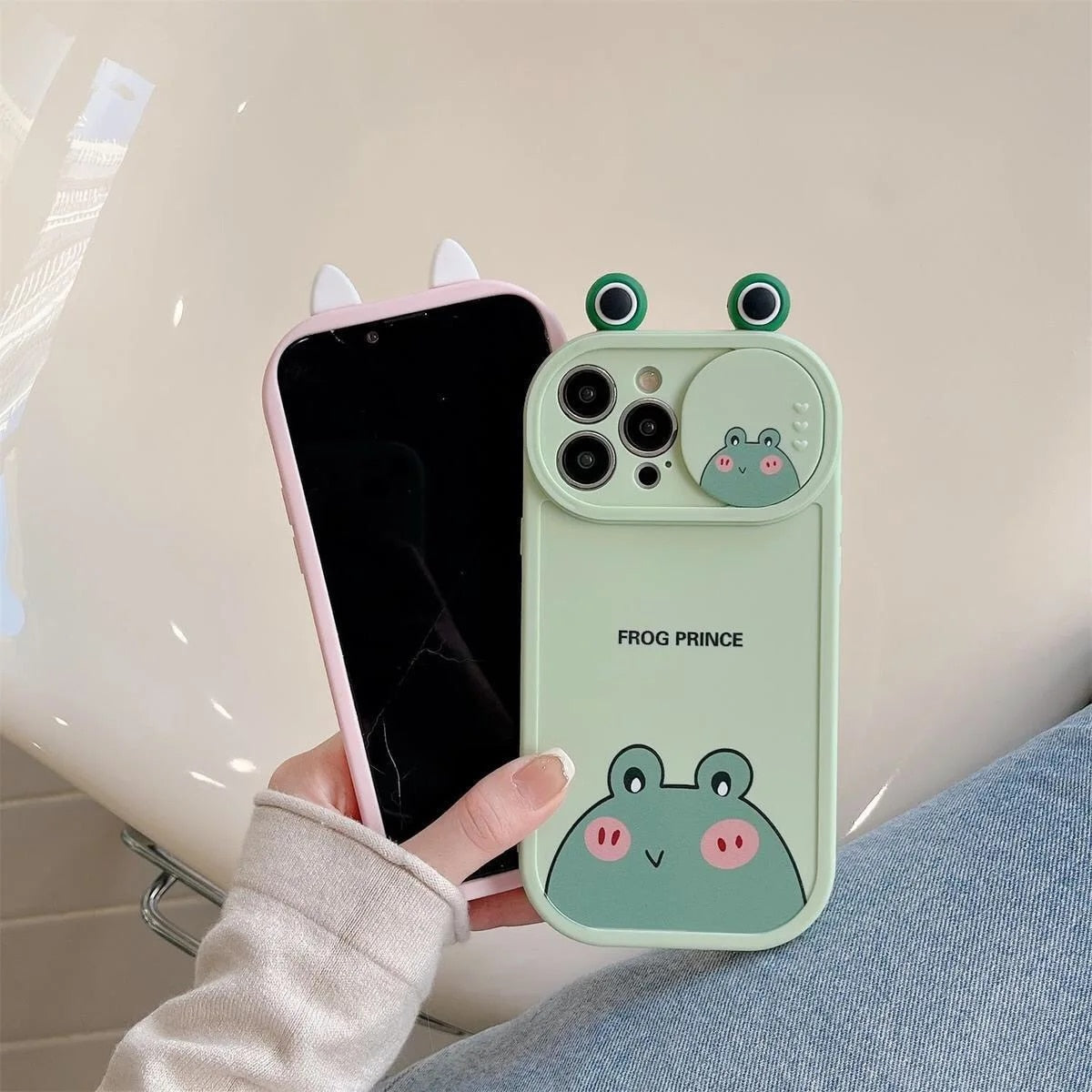 Cartoon Eyes Design with a Sliding Camera feature, crafted in a Soft TPU
