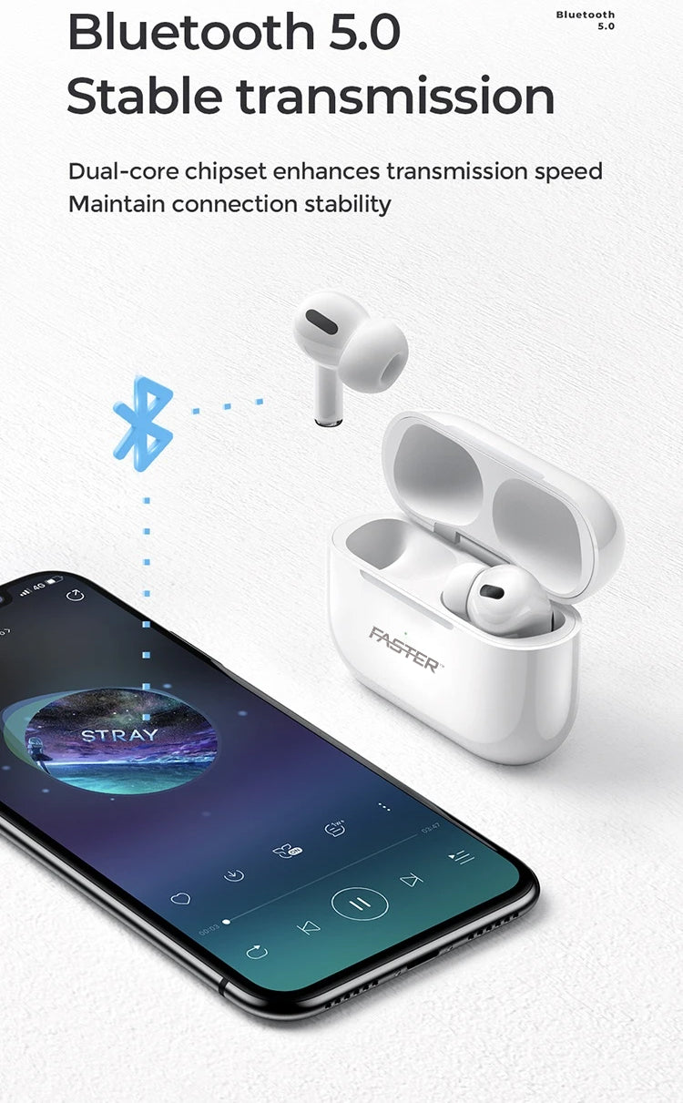 FASTER T10 TWS TWIN PODS BLUETOOTH EARBUDS