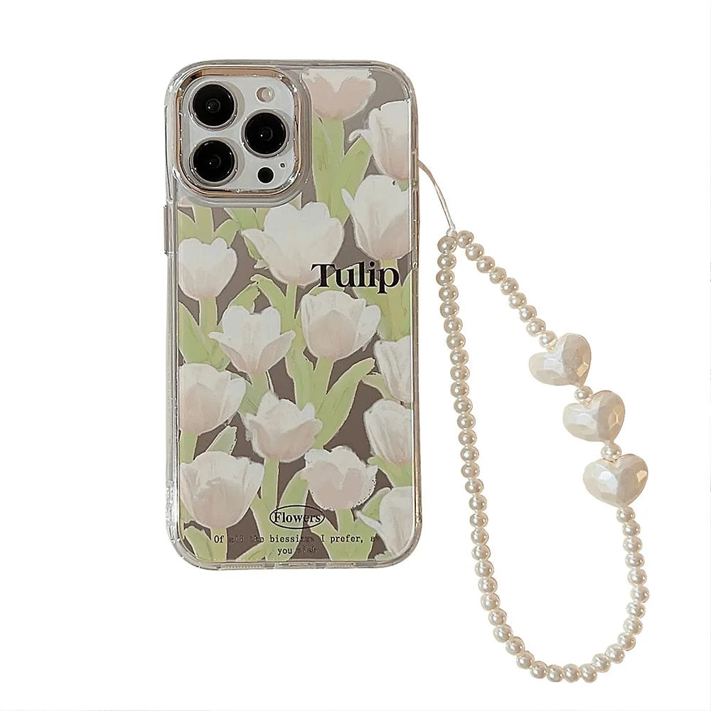Tulips Lovely Flowers Love Pendant Phone Case For IPhone