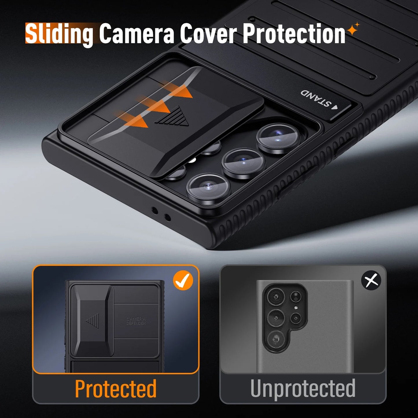 Samsung Galaxy S24 Ultra Case: Full-Body Shockproof Design, Dual-Layer Armor, Stand Cover, and Slide Camera Protector