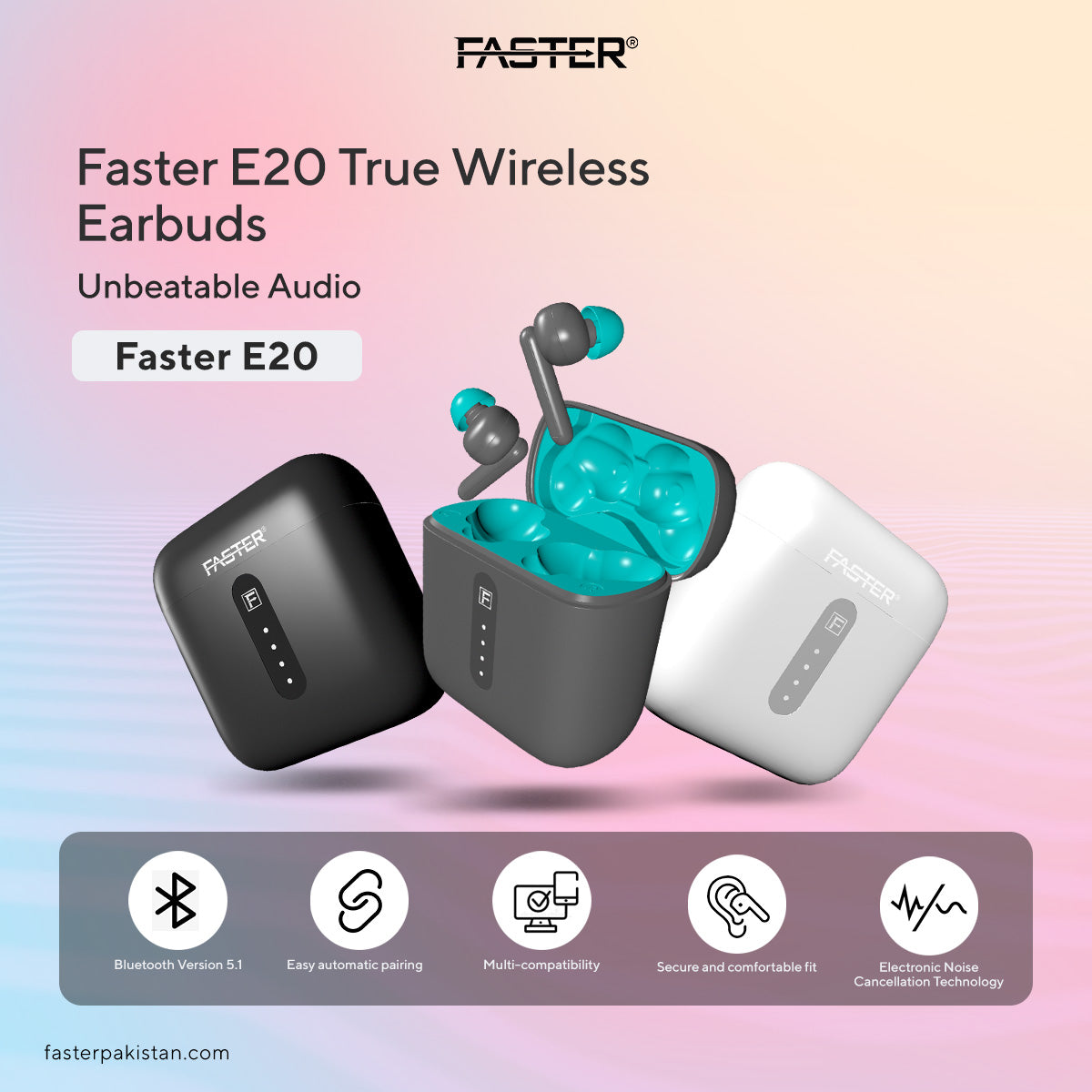 FASTER E20 TWS In-Ear Noise Reduction Earbuds